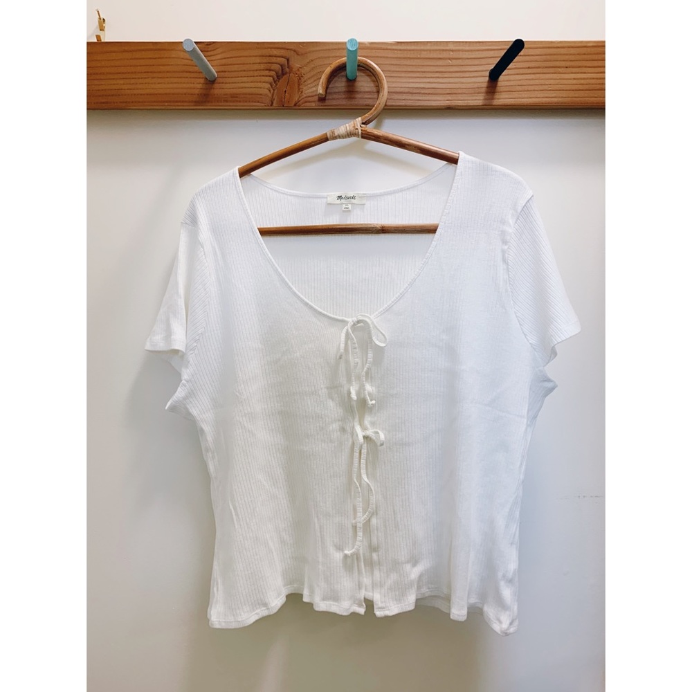 Madewell ribbed bow tied t-shirt, XL - 2X
